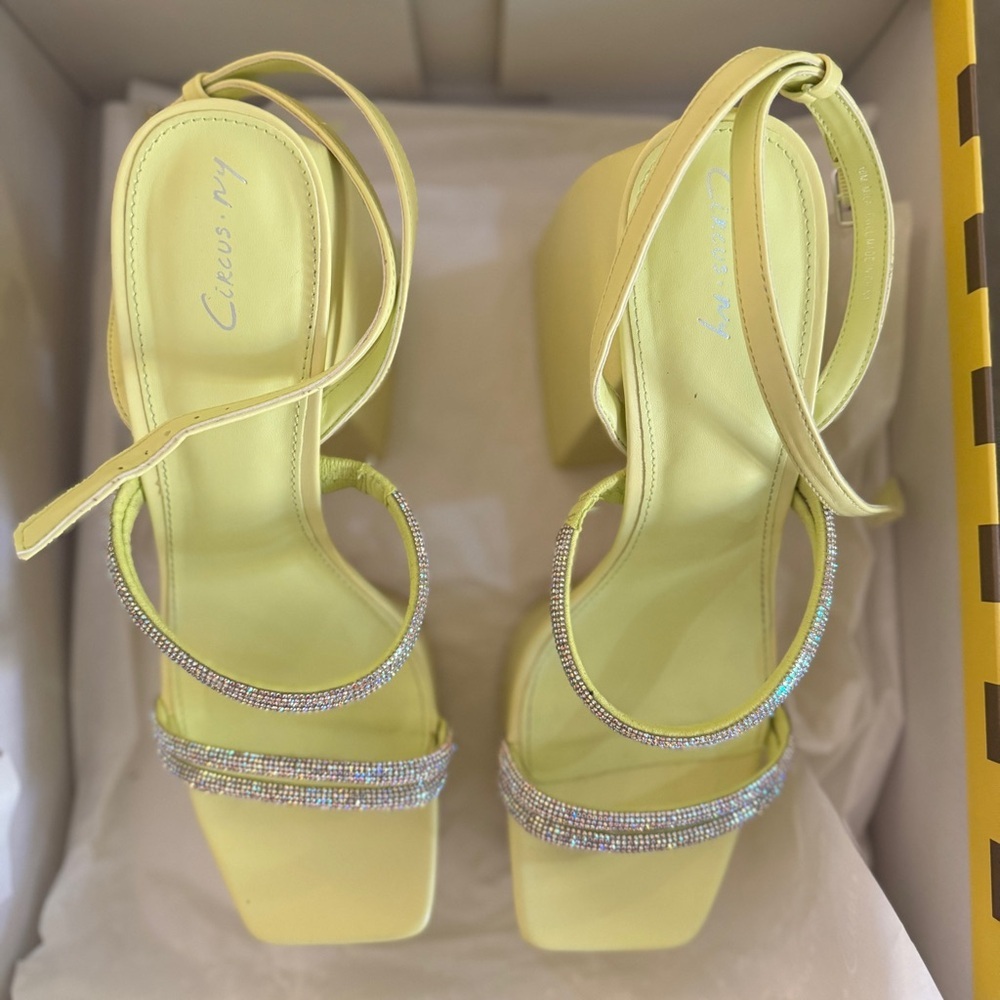 Circus by Sam Edelman Lime Green Platform Sandals with Rhinestone Straps - Picture 7 of 11